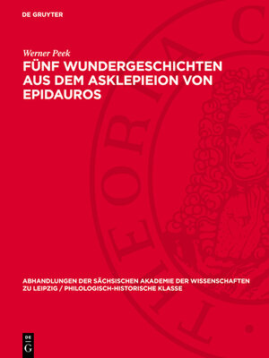 cover image of Fünf Wundergeschichten aus dem Asklepieion von Epidauros